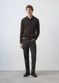 Wool and cashmere blend polo jumper — Chocolate 2