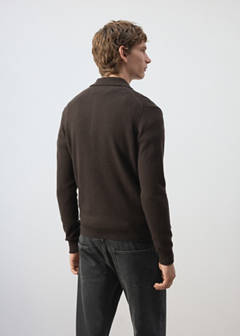 Wool and cashmere blend polo jumper — Chocolate 3