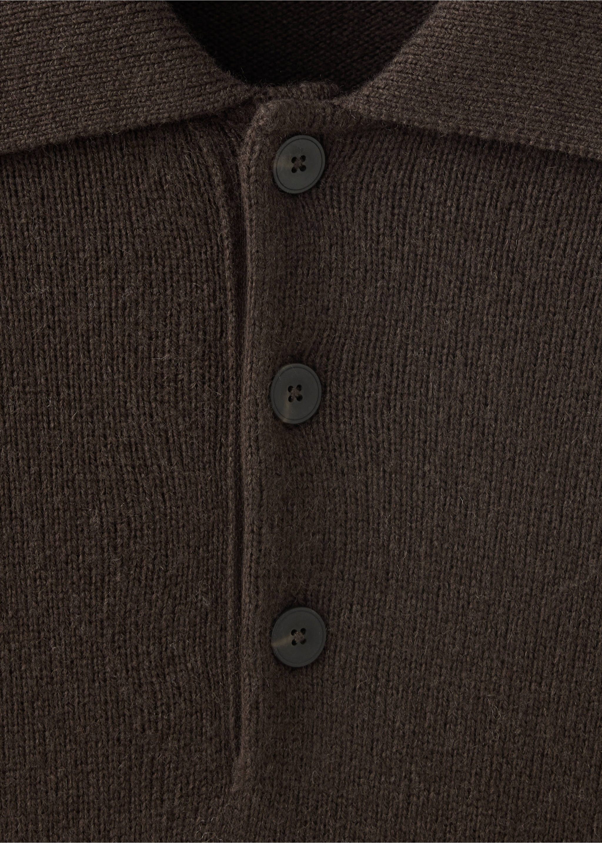 Pull polo en maille mélangée laine et cachemire - Détail de l'article 8, Chocolat. Ref: 37037909-00.