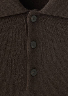 Wool and cashmere blend polo jumper — Chocolate 7