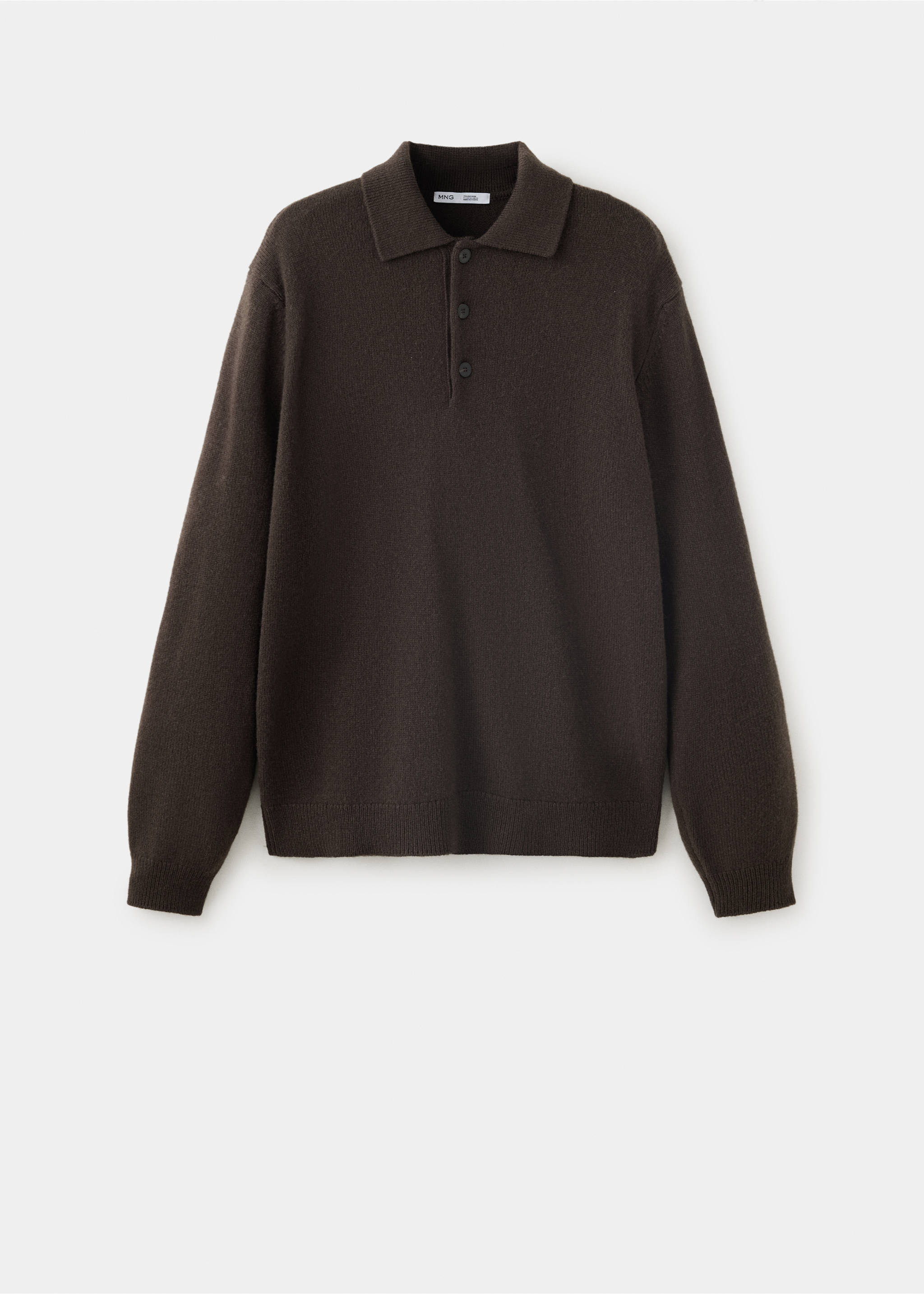 Pull polo en maille mélangée laine et cachemire - Article sans modèle, Chocolat. Ref: 37037909-00.