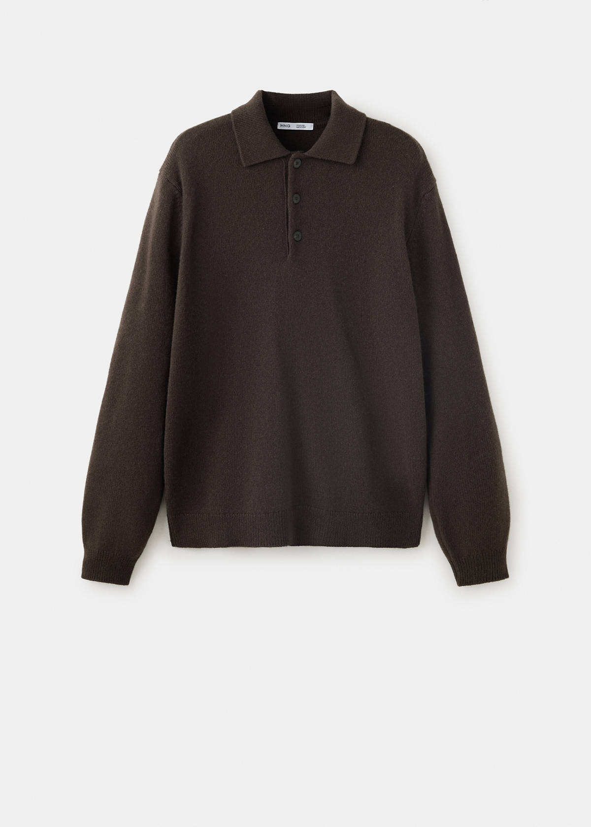 Wool and cashmere blend polo jumper — Chocolate