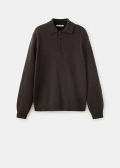 Wool and cashmere blend polo jumper — Chocolate 6