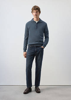 Wool and cashmere blend polo jumper — Indigo Blue 2