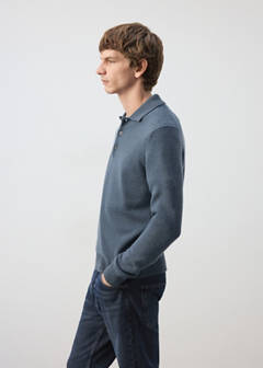 Wool and cashmere blend polo jumper — Indigo Blue 5