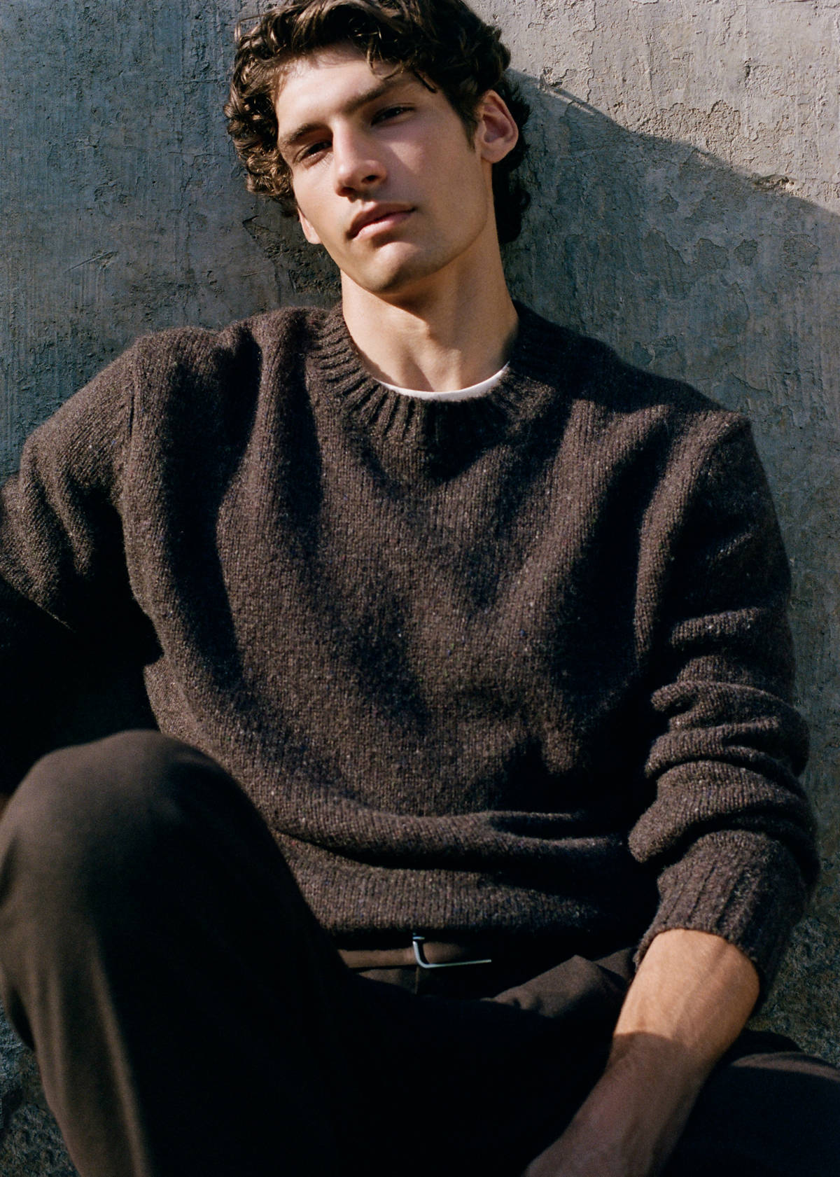 Wool-blend knitted jumper — Chocolate