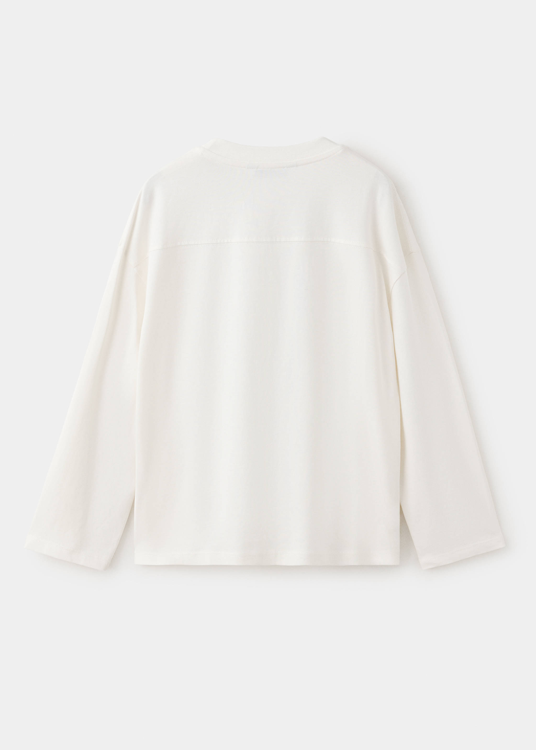 Back view of a plain off-white long-sleeved t-shirt.