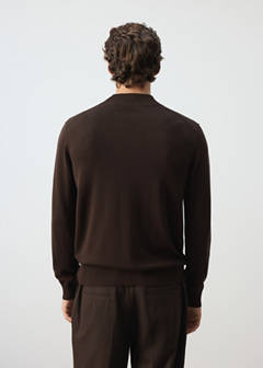 Fine knit cotton blend sweater — Chocolate 3