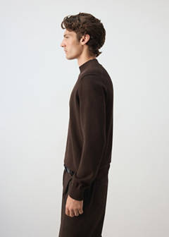 Fine knit cotton blend sweater — Chocolate 5