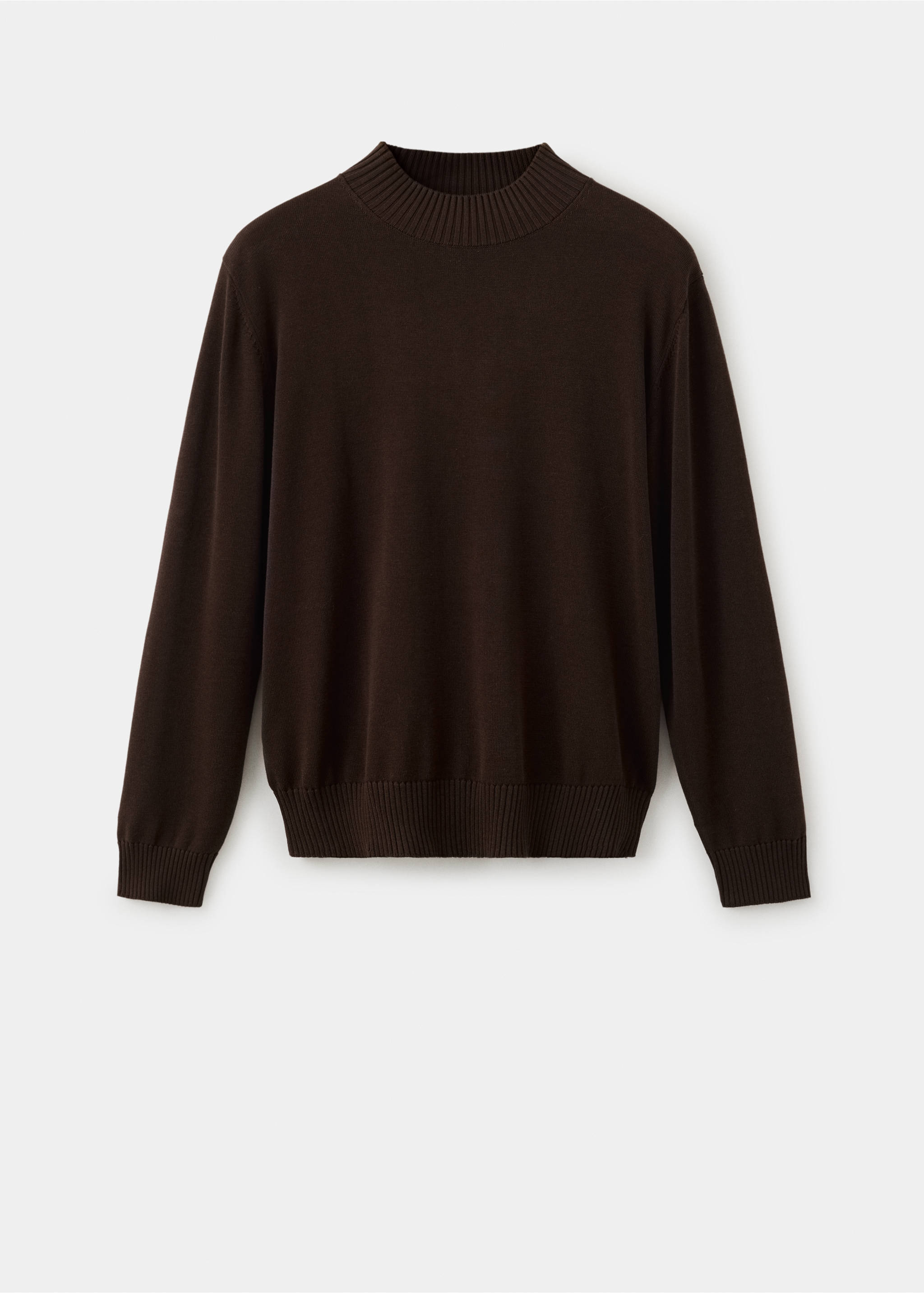 Dark brown men's jersey with a ribbed mock neckline and long sleeves., Chocolate. Ref: 37037916-00.