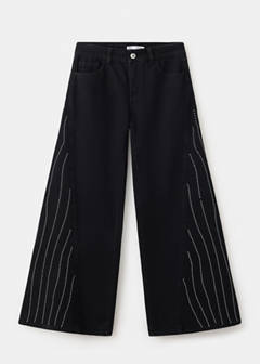 Wide leg jeans with rhinestones — Black 5