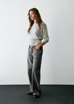 Wide leg jeans with rhinestones — Denim Grey 1