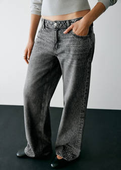 Wide leg jeans with rhinestones — Denim Grey 4