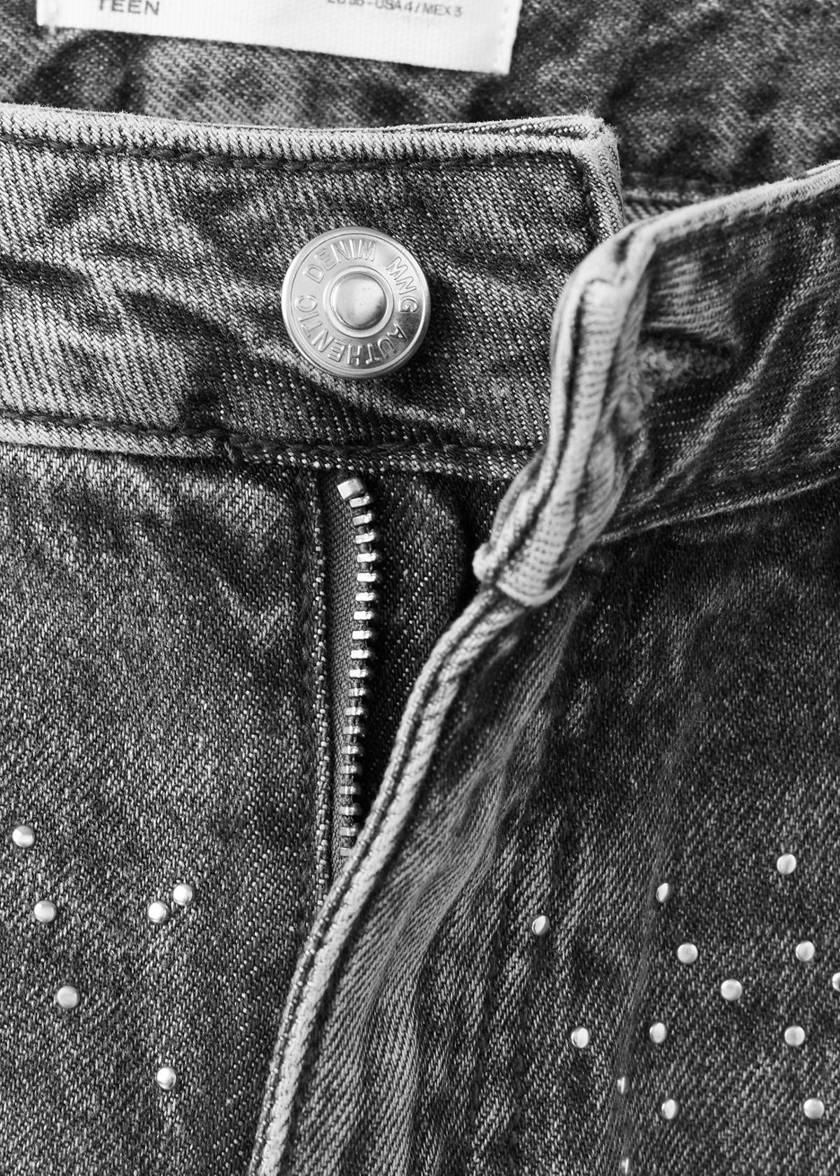 Wide leg jeans with rhinestones — Denim Grey