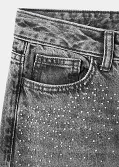 Wide leg jeans with rhinestones — Denim Grey 7