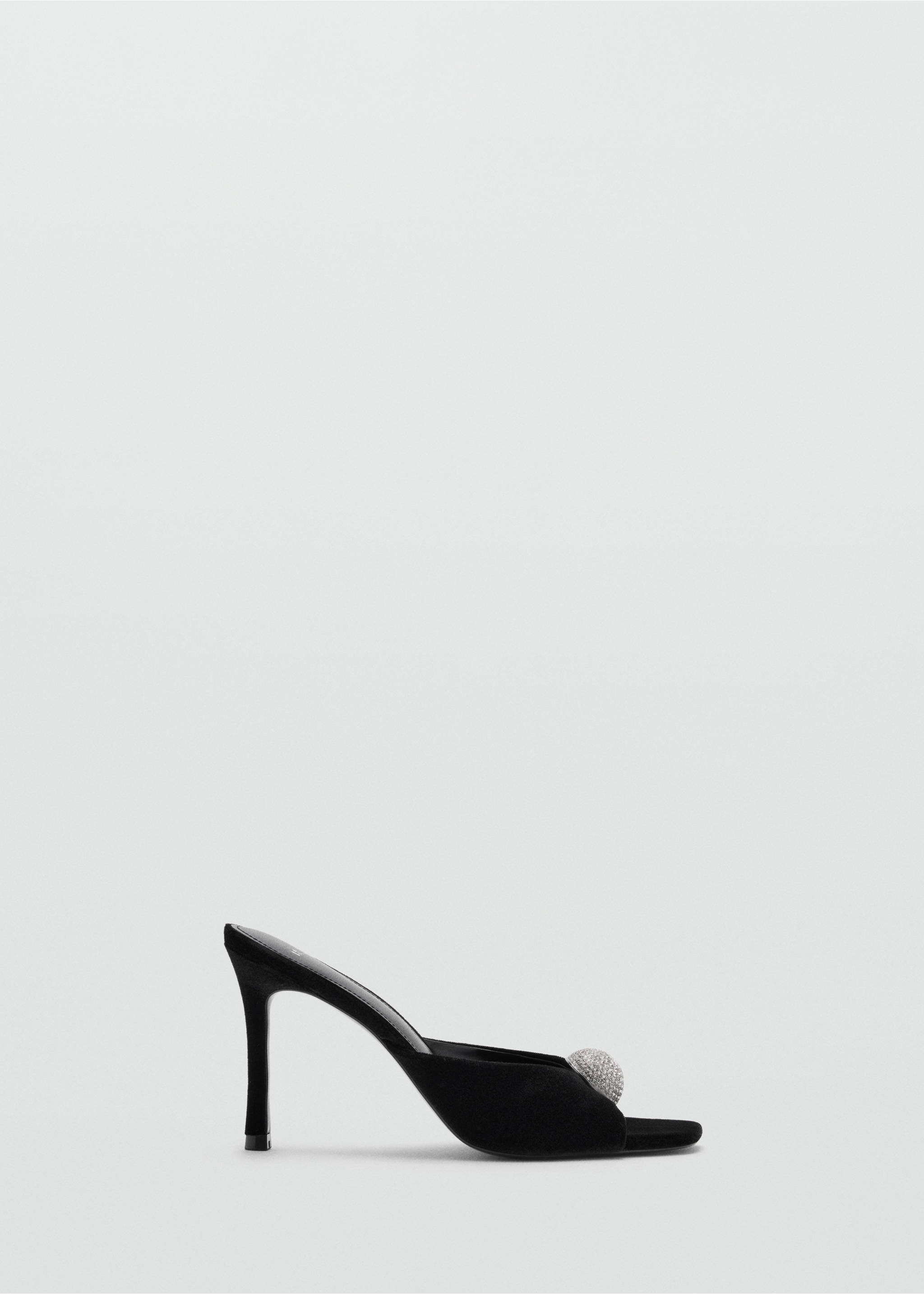 Black heeled sandal with open toe and rhinestone embellishment., Black. Ref: 37037928-00.