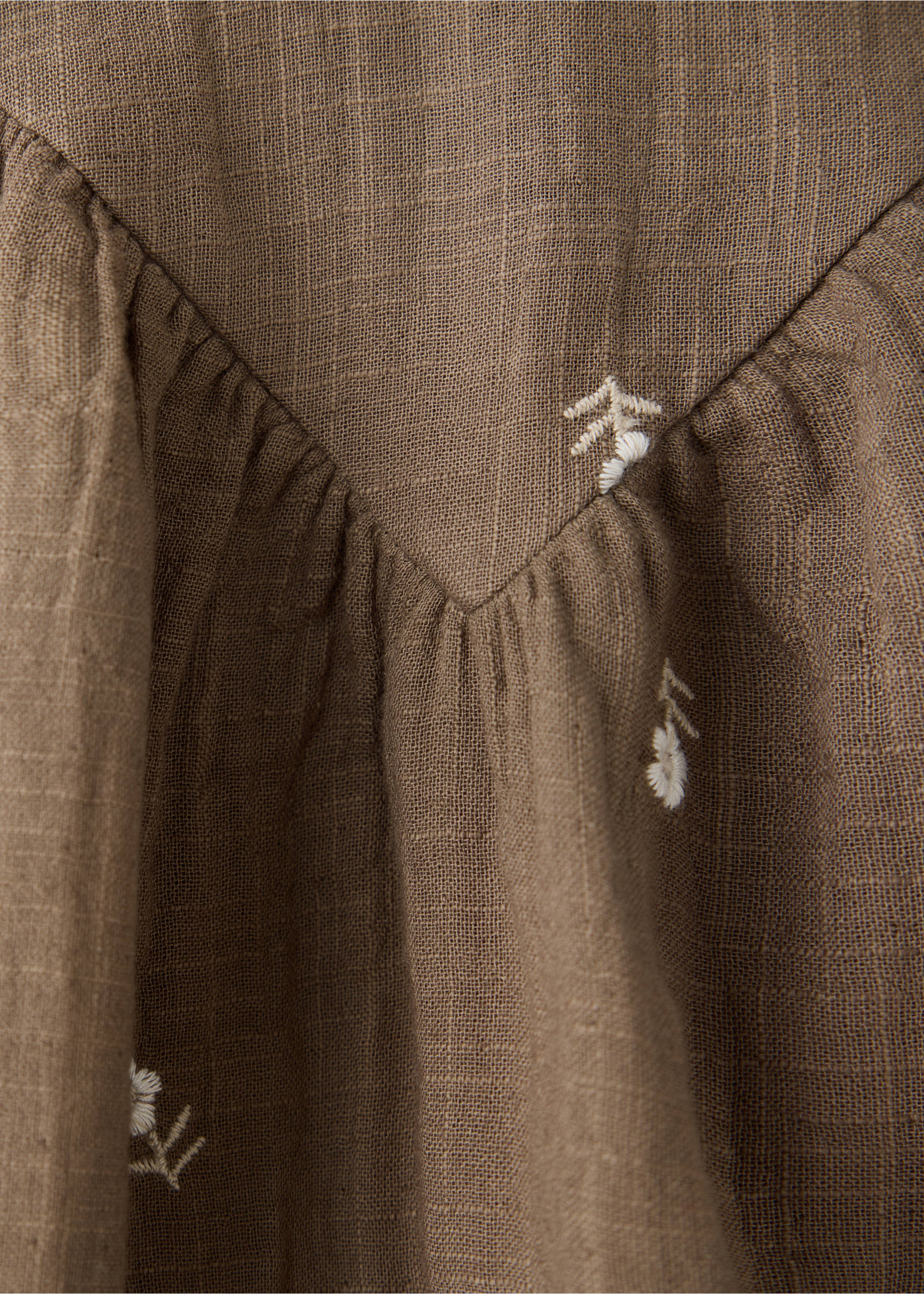 Dress and romper with embroidered flowers - Details of the article 0, Chocolate. Ref: 37037929-00.