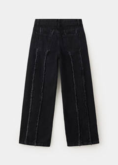 Wide-leg fringe jeans — Black denim 3