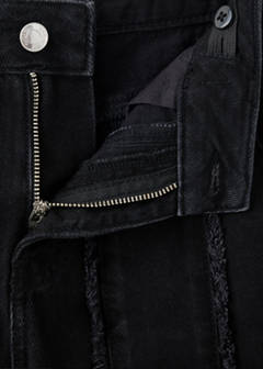 Wide-leg fringe jeans — Black denim 4