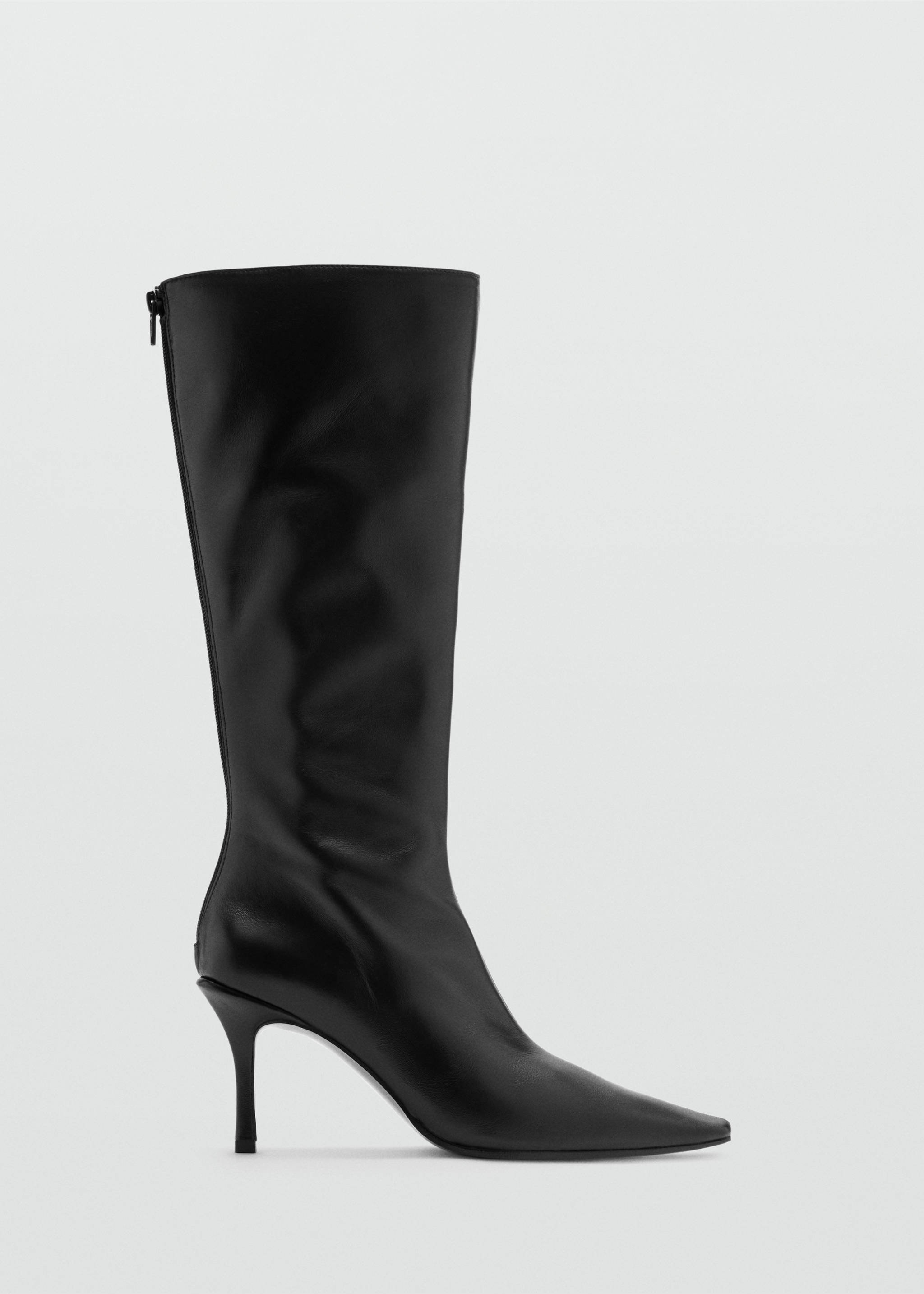 Botte en cuir à talon aiguille - Article sans modèle, Noir. Ref: 37037935-00.