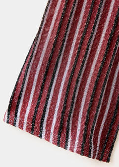 Striped shiny jumper with slit opening — Burgundy 9