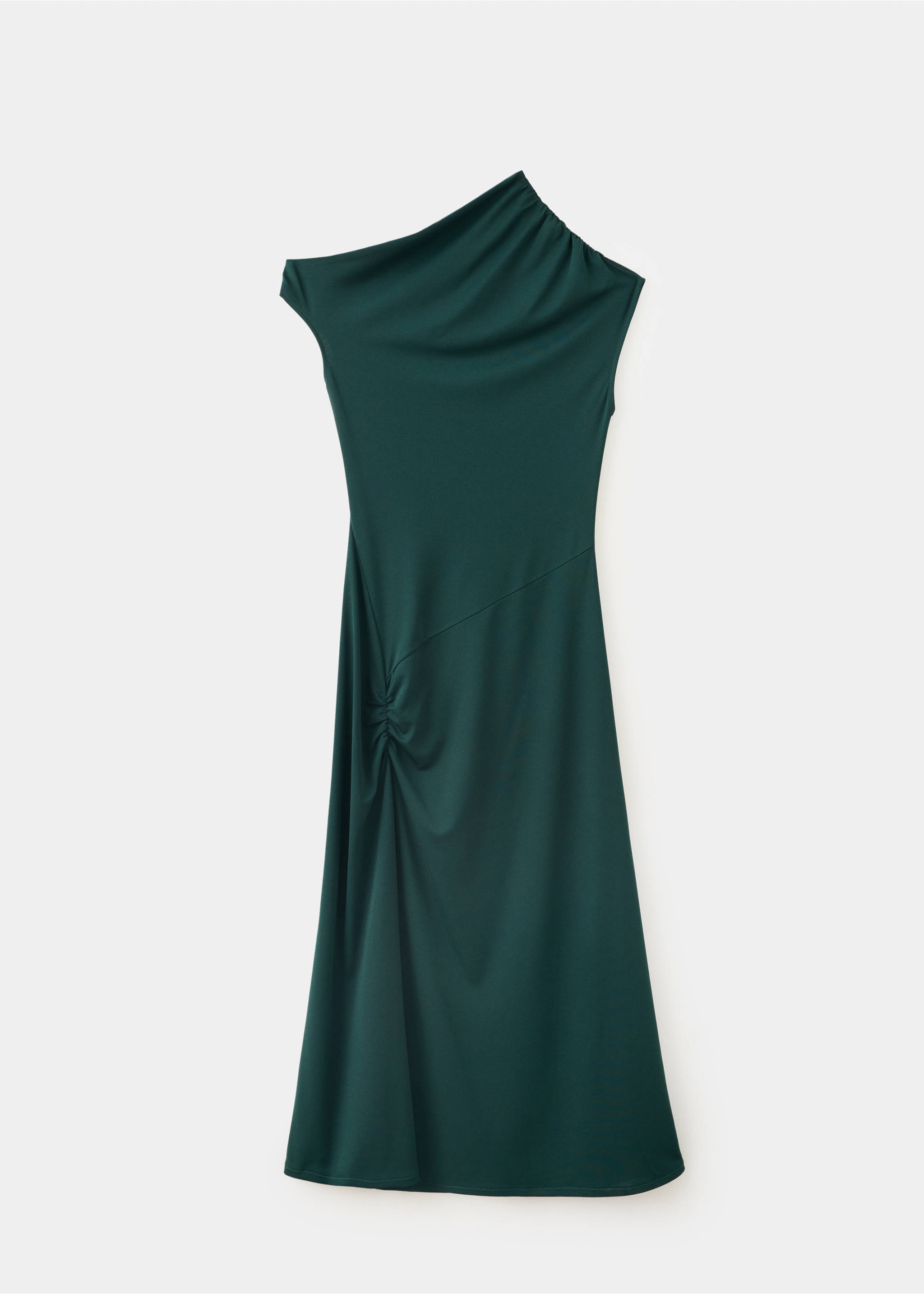 Robe asymétrique froncée - Article sans modèle, Vert foncé. Ref: 37037940-00.