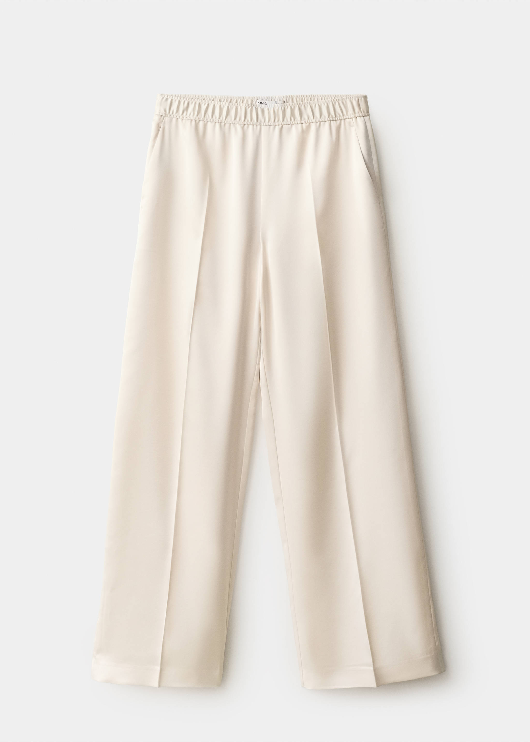 Satin straight-fit trousers - Article without model, Ecru. Ref: 37037942-00.