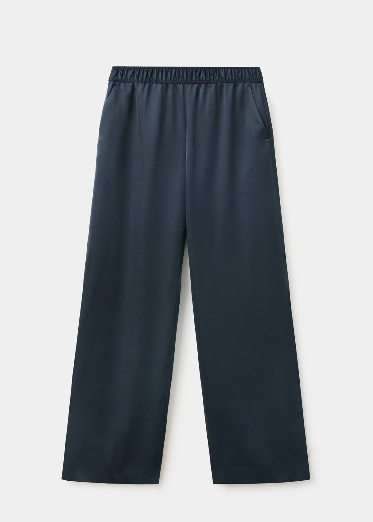 Satin straight-fit trousers — Navy