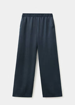 Satin straight-fit trousers — Navy 6