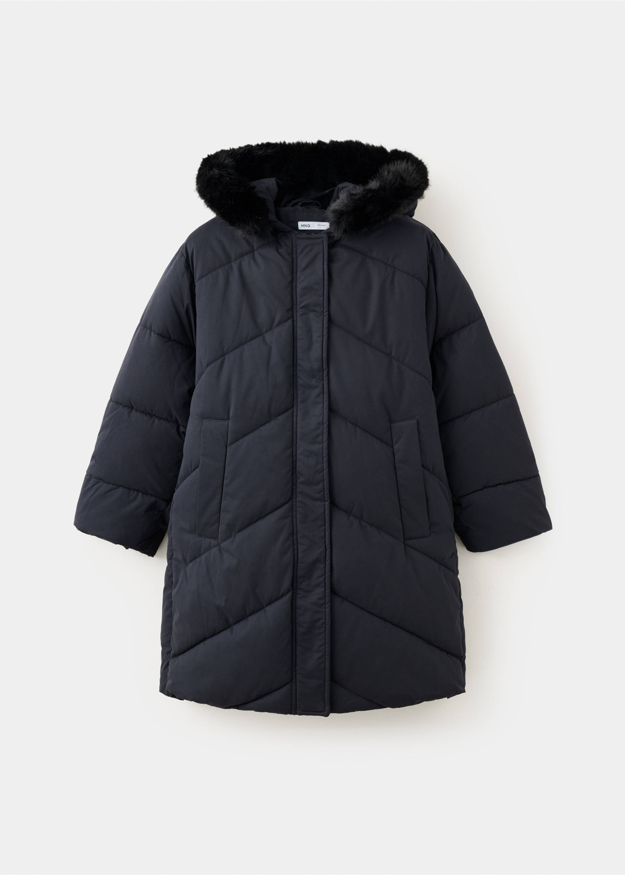 Long padded anorak - Article without model, Black. Ref: 37038262-00.