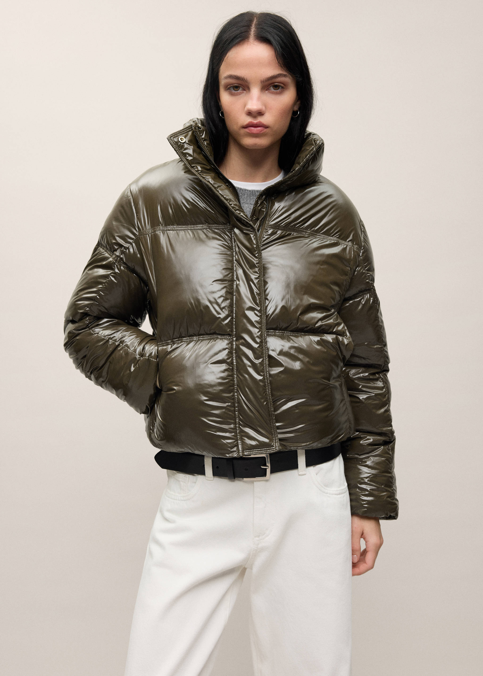 Anorak acolchado cuello chimenea - Plano medio