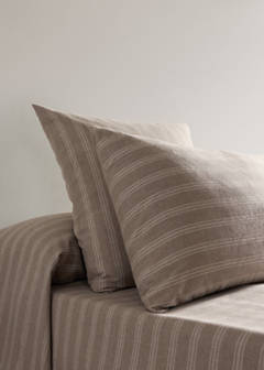 Two striped flannel pillowcases 50 x 75 cm — Beige 1