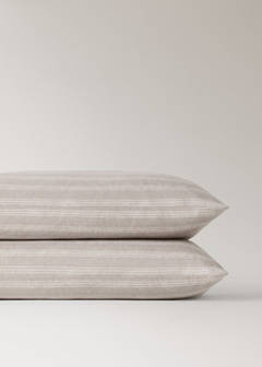 Two striped flannel pillowcases 50 x 75 cm — Beige 3