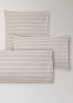 Two striped flannel pillowcases 50 x 75 cm — Beige 4