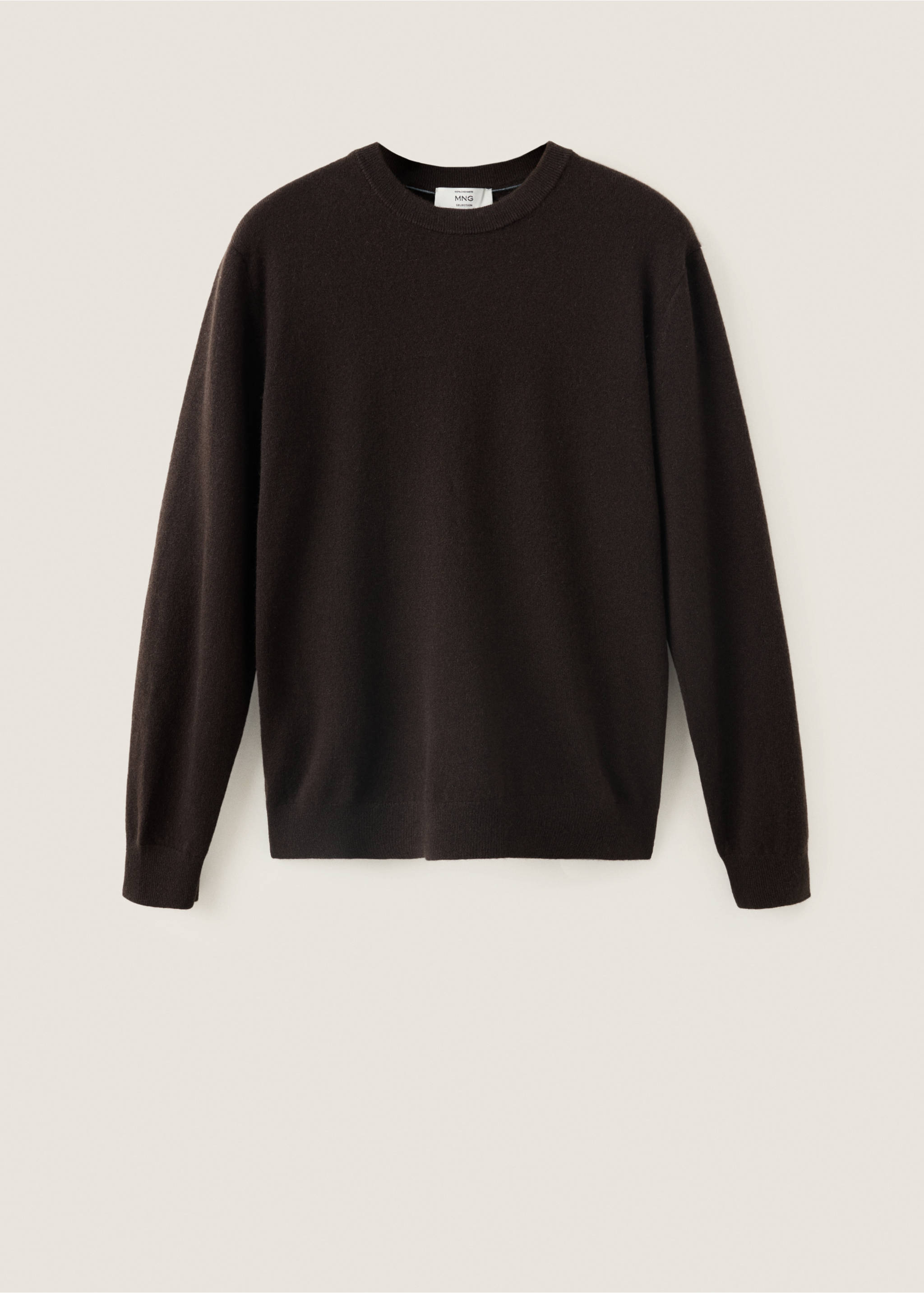Dark brown men's crew-neck jersey with long sleeves., Chocolate. Ref: 37038276-00.