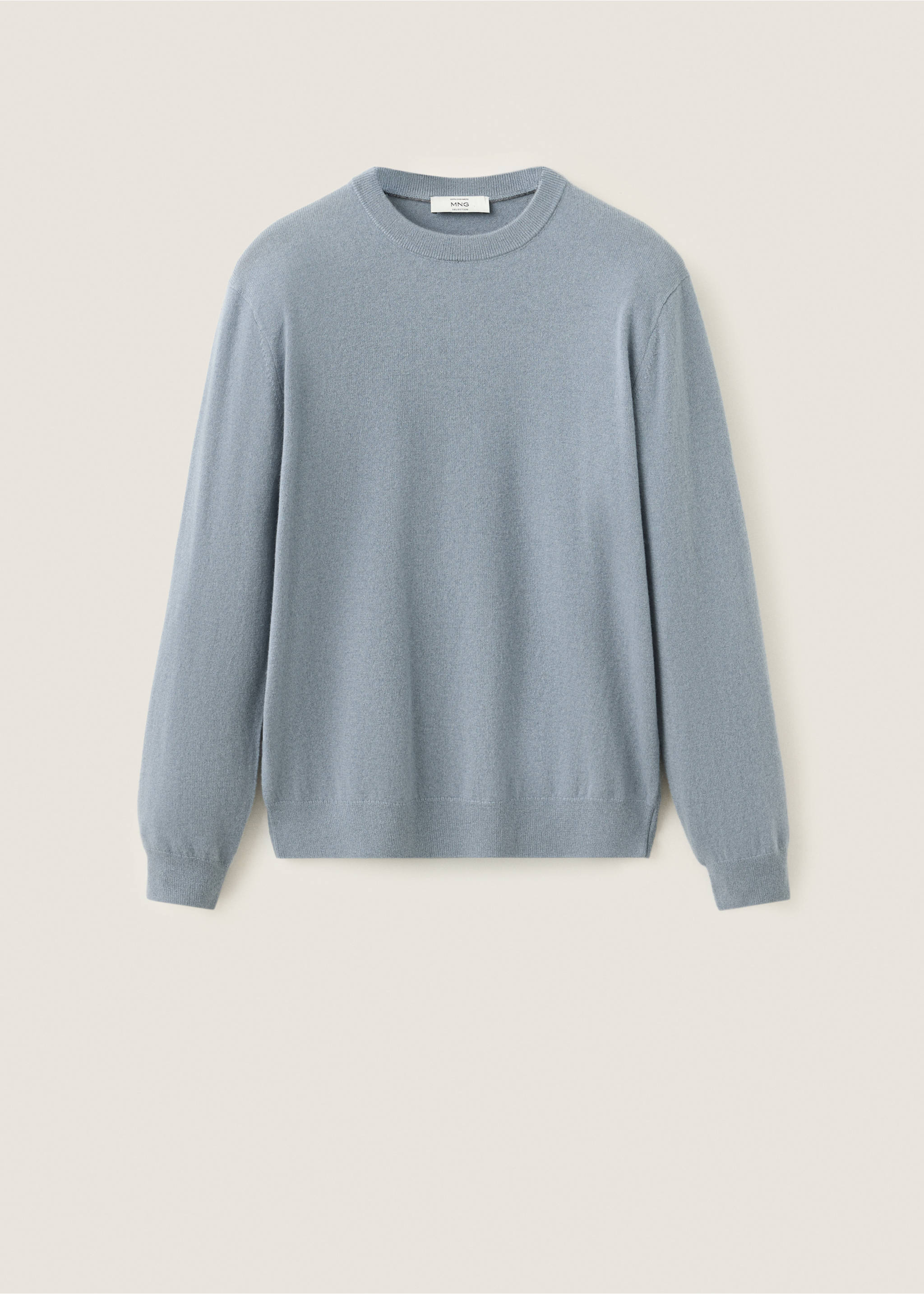 Light blue crew neck jersey with ribbed trims in a still life view., Sky Blue. Ref: 37038276-00.
