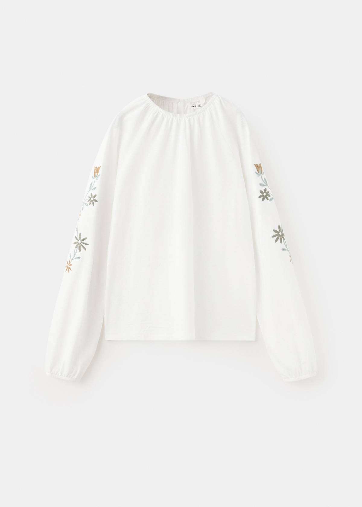 Floral-embroidered cotton t-shirt