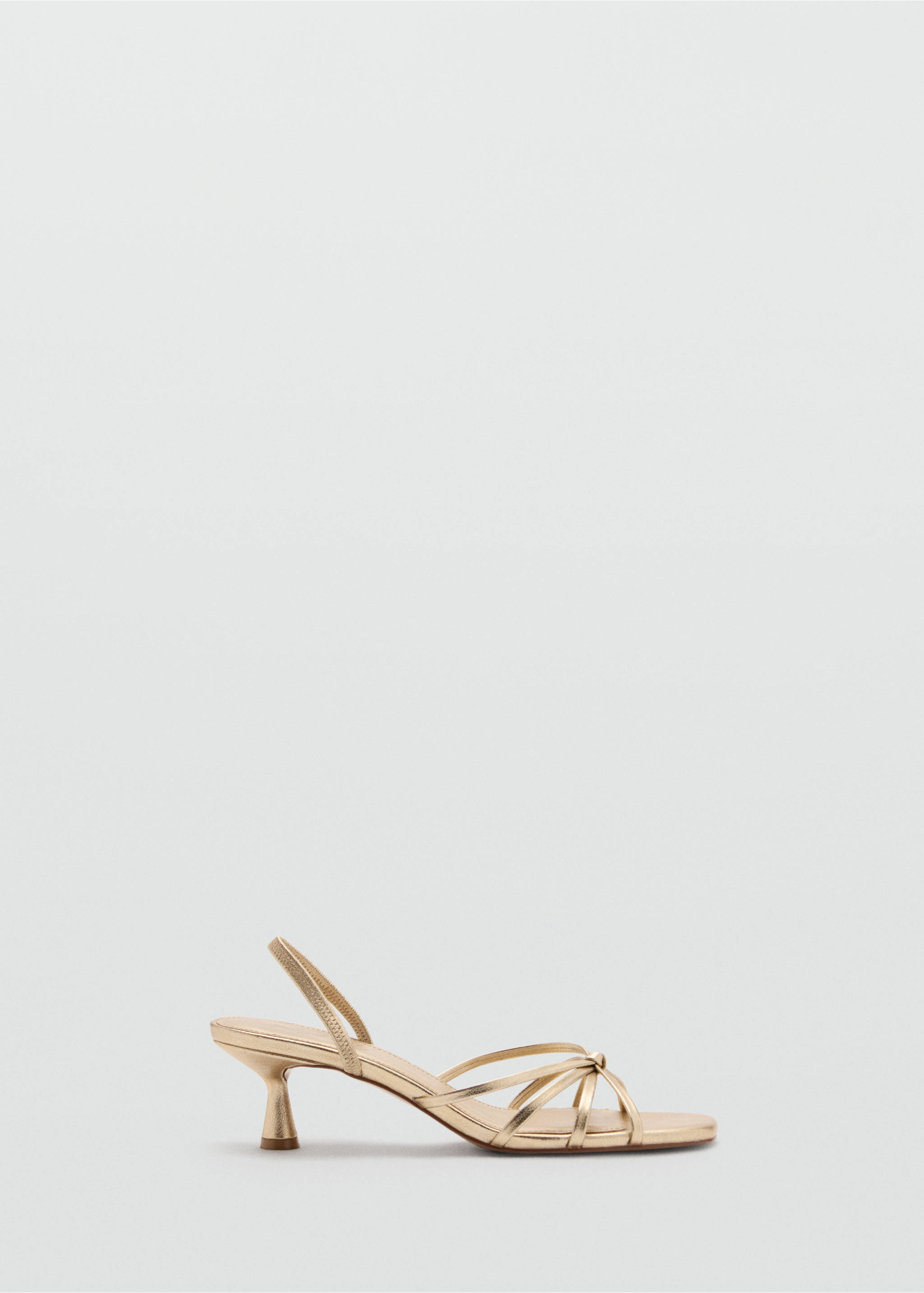 Gold kitten-heel sandals with thin crisscross straps and a slingback., Gold. Ref: 37038280-00.