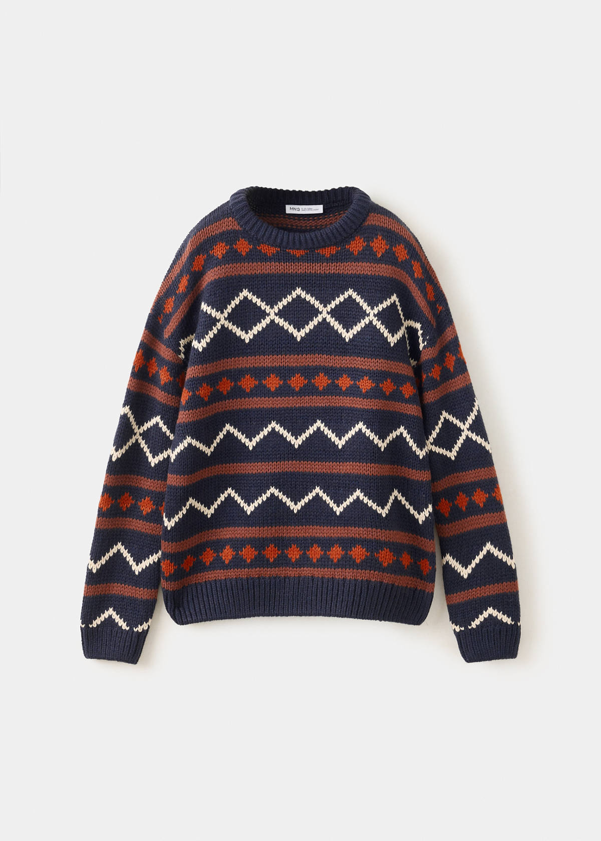 Knitted sweater with trim