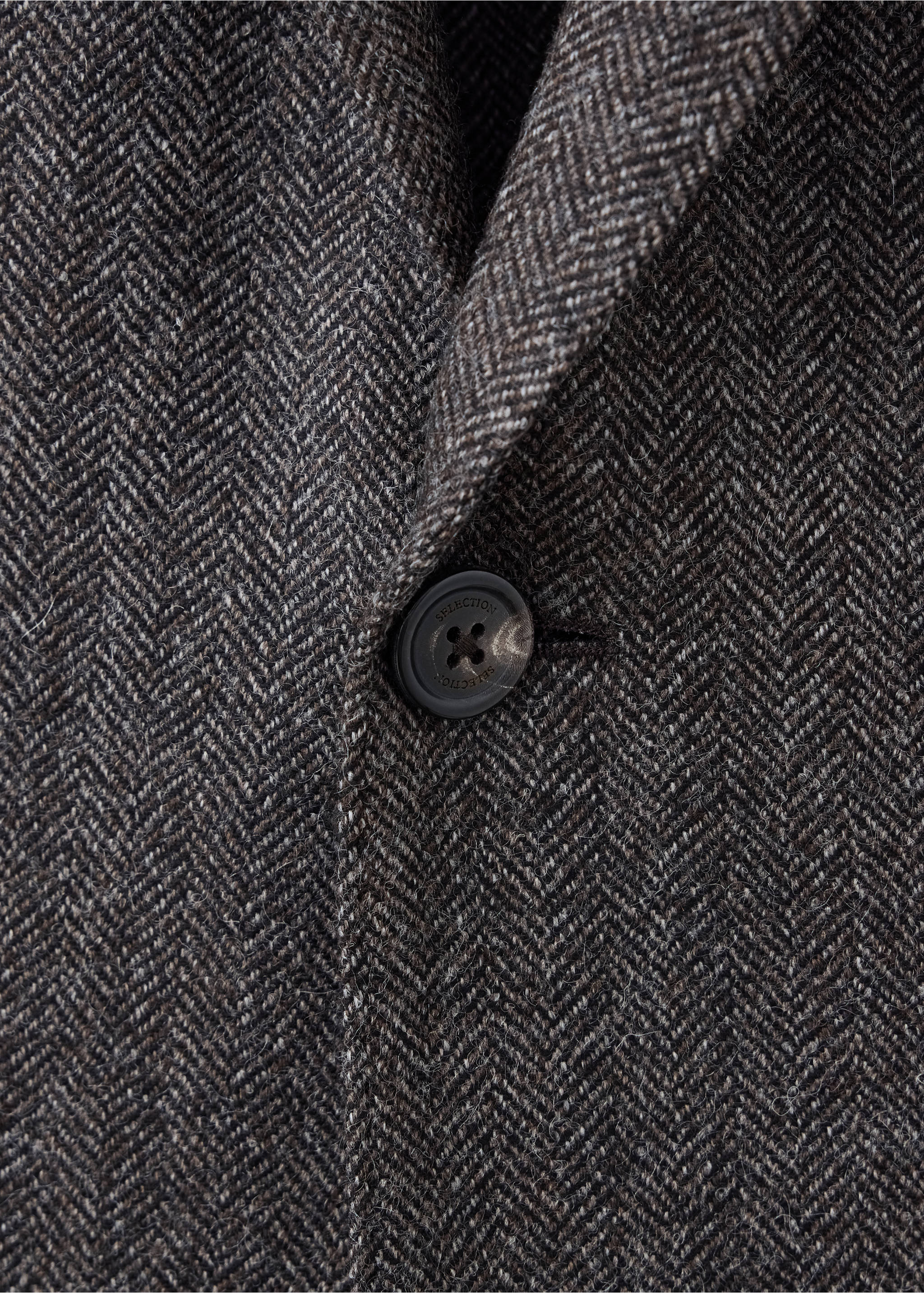 Slim-fit wool-blend blazer with pockets - Details of the article 8, Brown. Ref: 37038284-00.