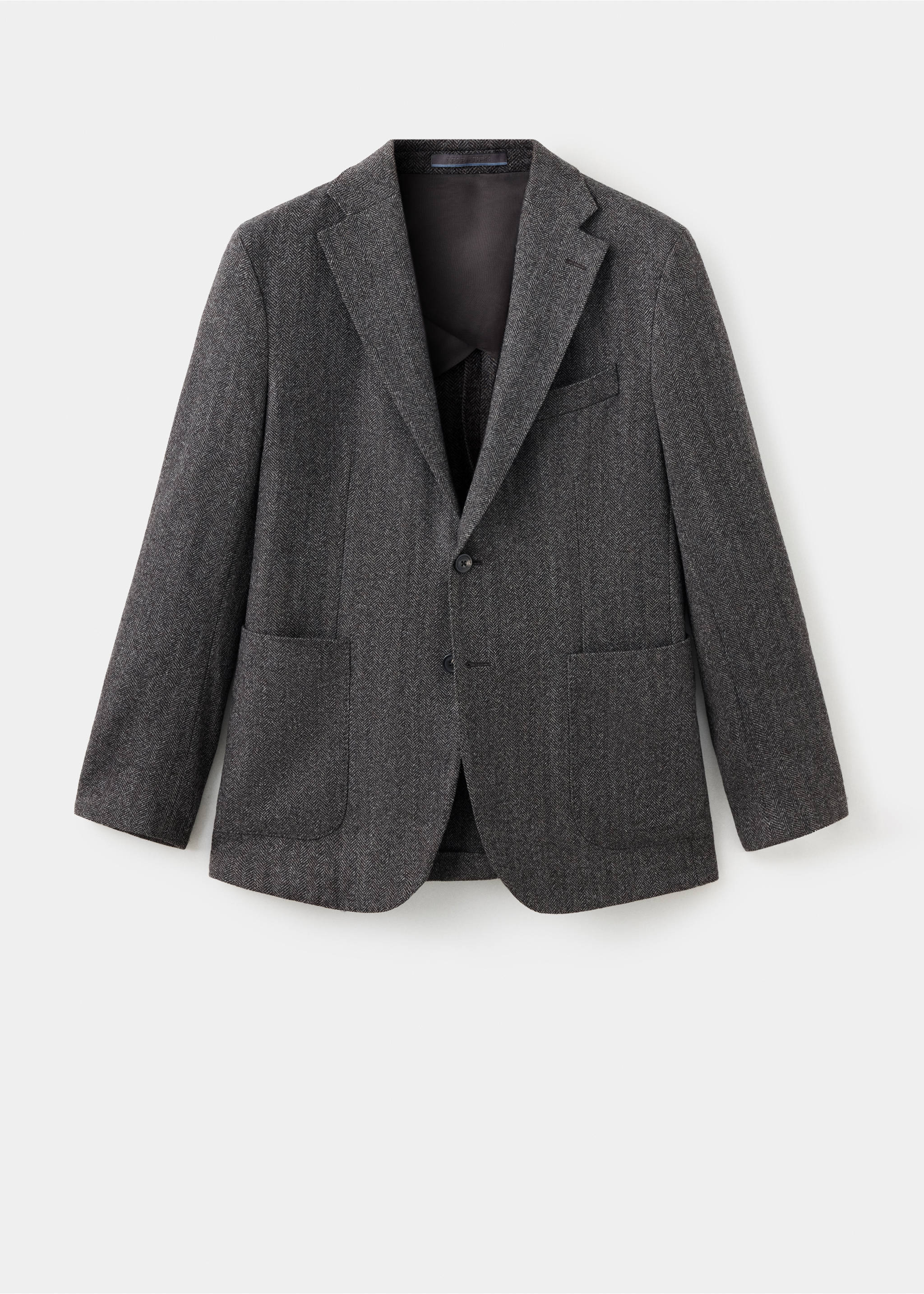 Slim-fit wool-blend blazer with pockets - Article without model, Brown. Ref: 37038284-00.