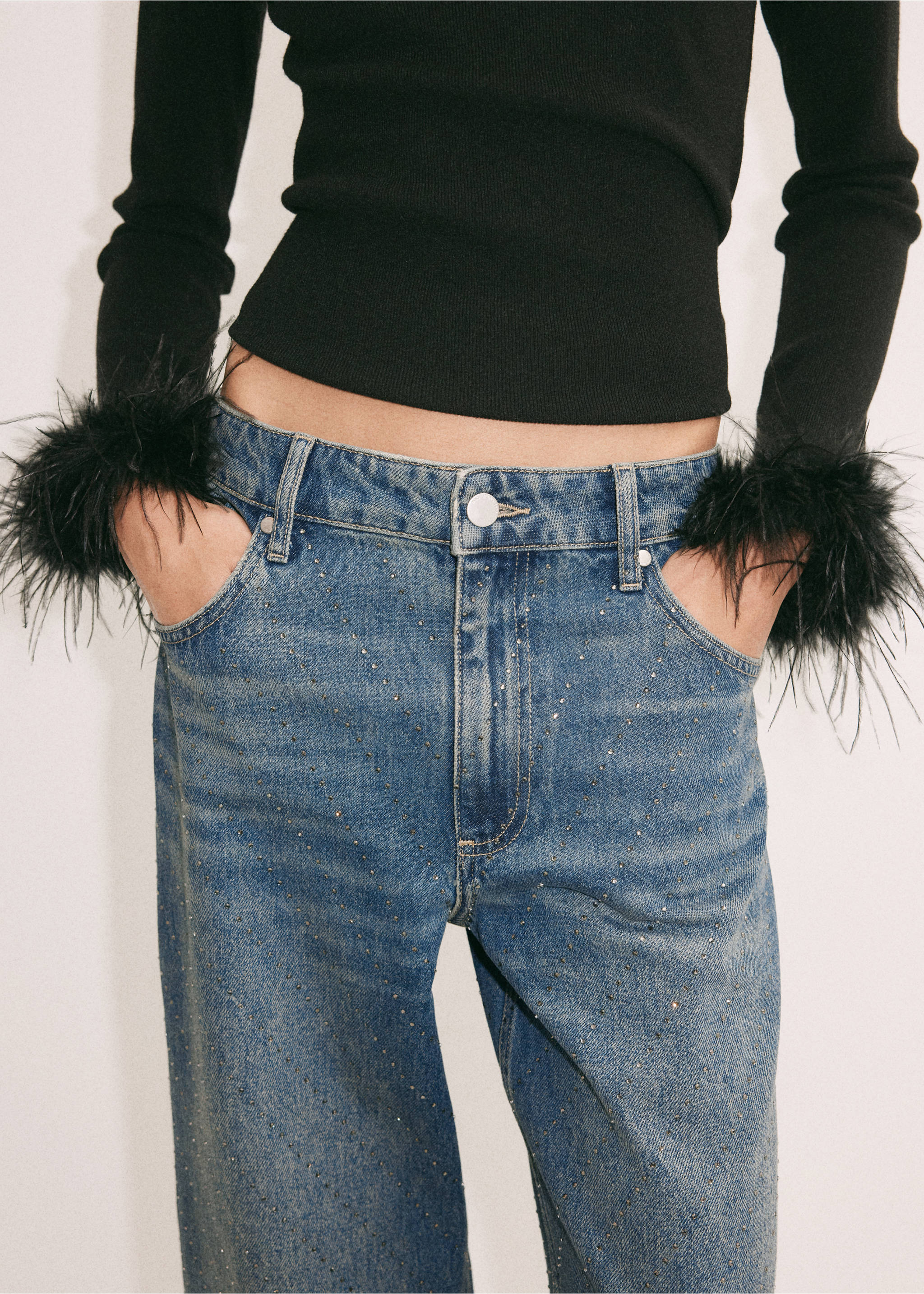 Jeans wide leg brillantes - Detalle del artículo 1, Azul oscuro. Ref: 37038287-00.