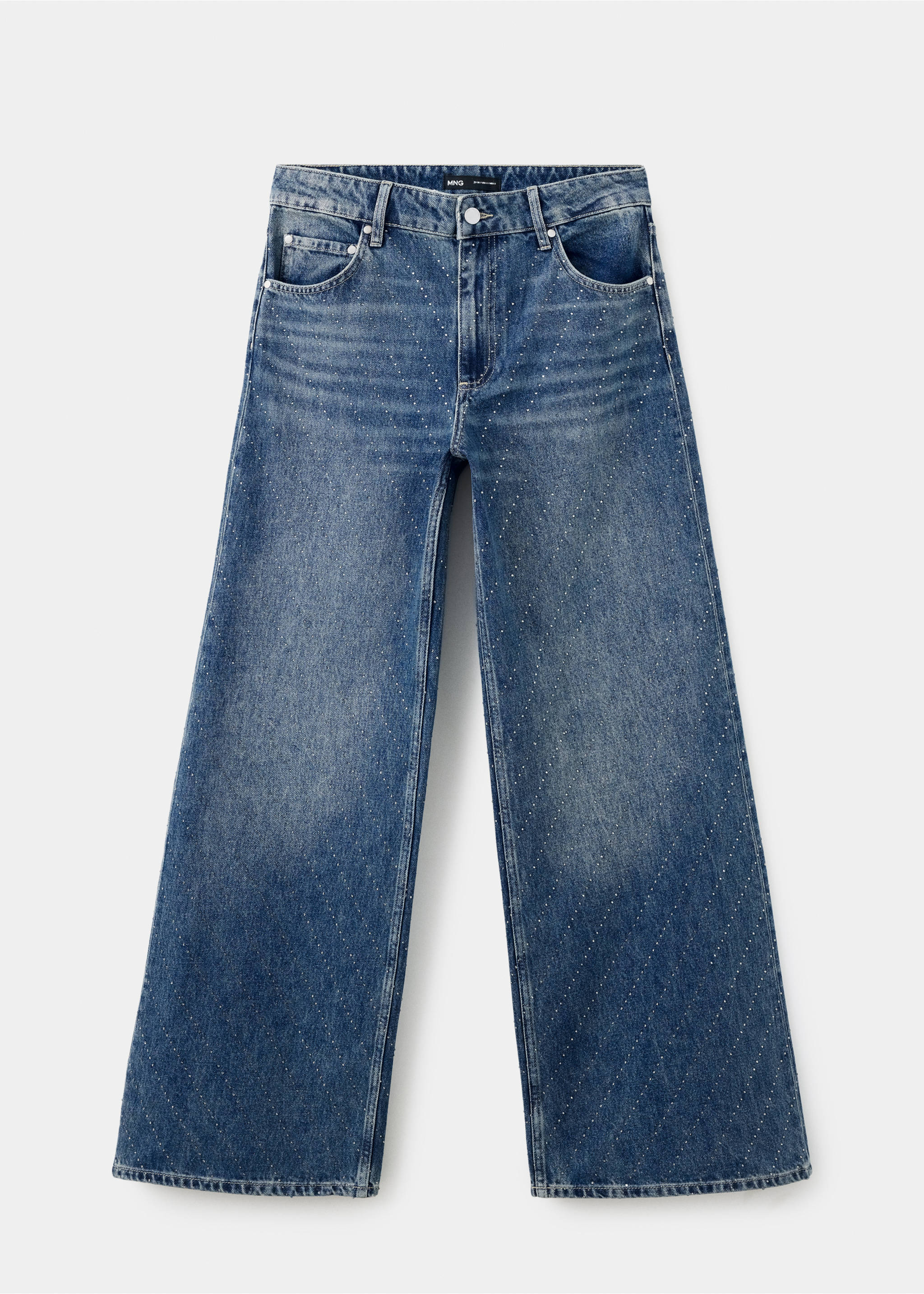 Shiny wide-leg jeans - Article without model, Dark Blue. Ref: 37038287-00.