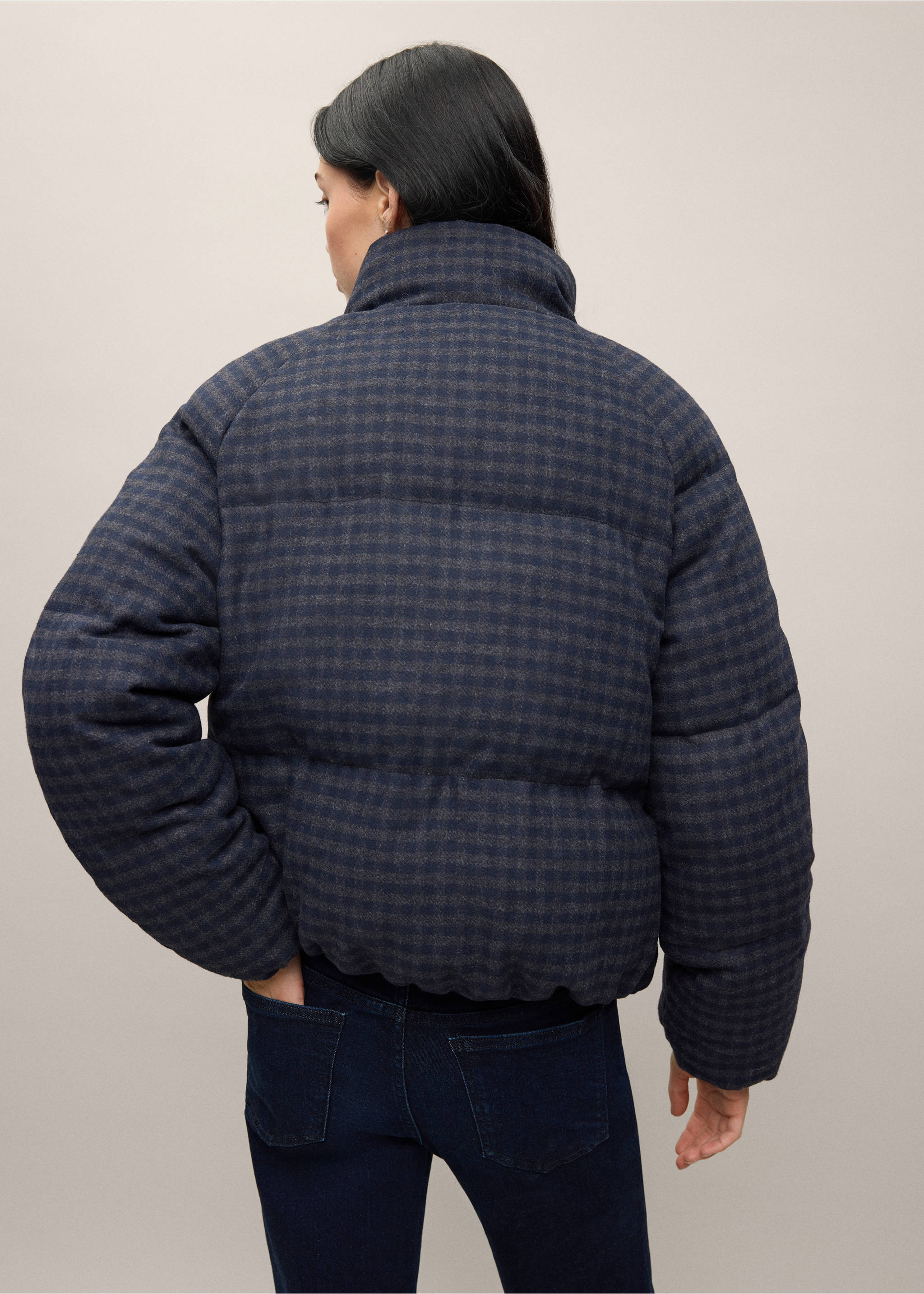 Anorak acolchado cuadros - Reverso del artículo, Azul marino. Ref: 37038630-00.