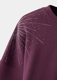 Sweatshirt with rhinestone detail — Wine 7