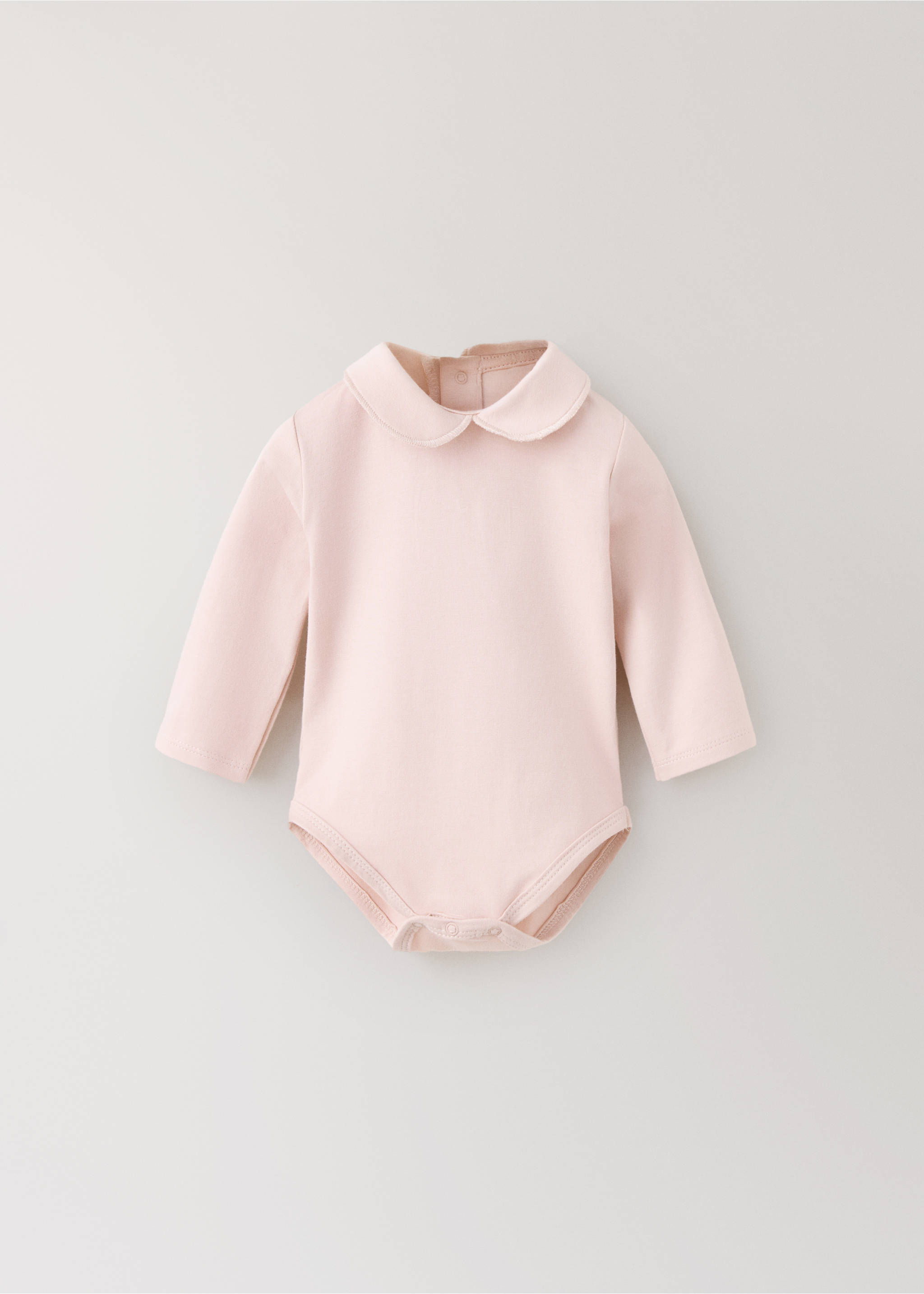 Pale pink baby bodysuit with long sleeves and Peter Pan collar., Red. Ref: 37038639-00.