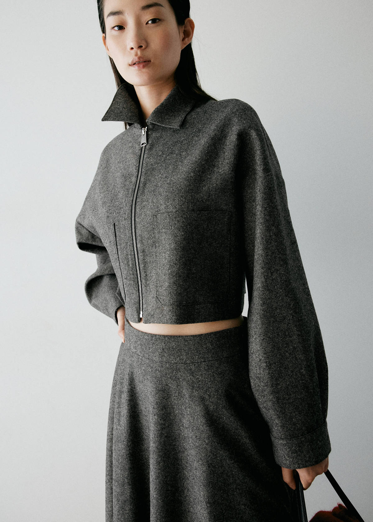 Short wool-blend  jacket — Black
