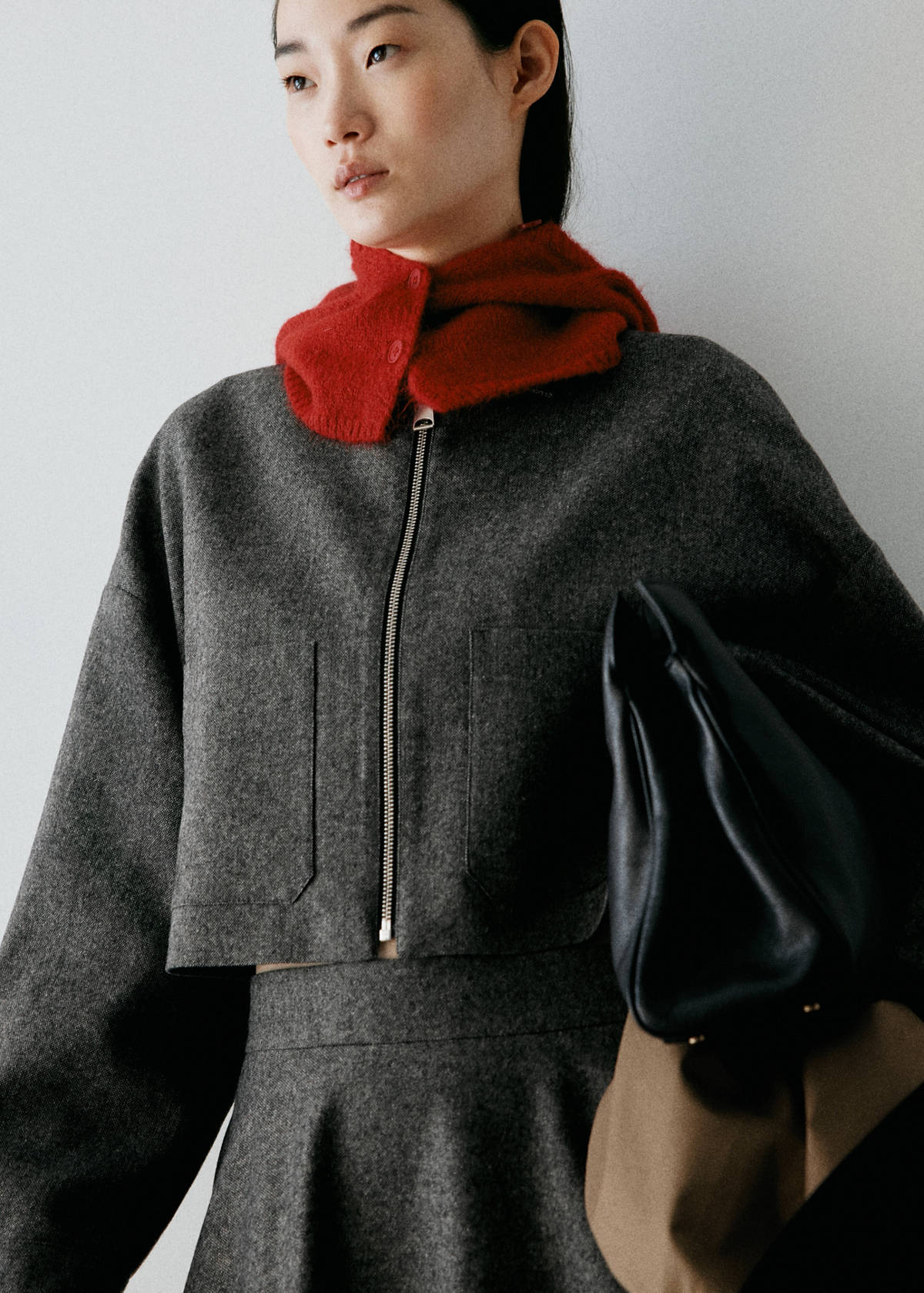 Short wool-blend  jacket — Black