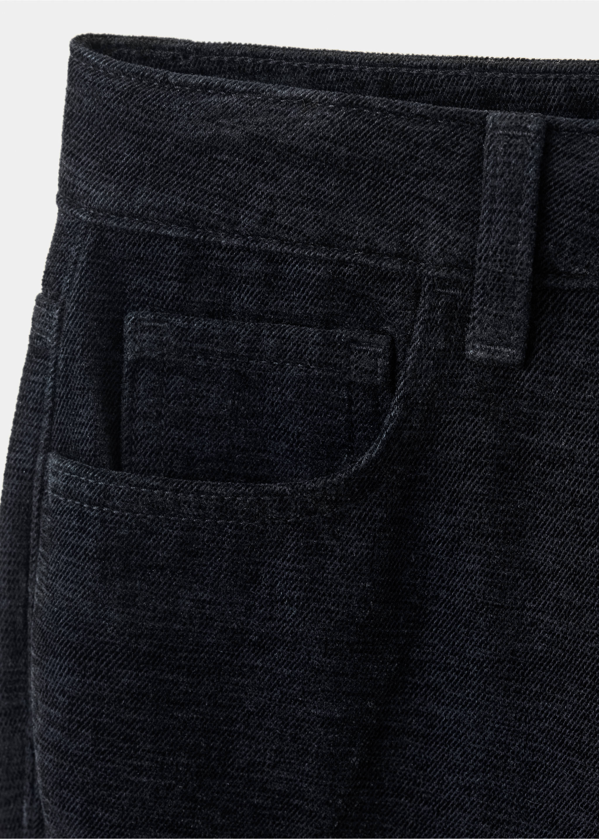 Close-up of dark grey teen jeans showing pocket and waistband detail., Black. Ref: 37039115-00.