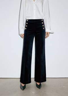 Velvet trousers with buttons — Blue 1